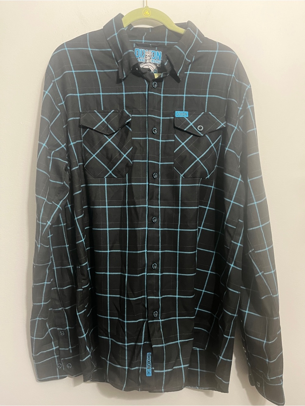 DIXXON Flannel Cyanide Black With Blue Windowpane Plaid Men’s Size XL